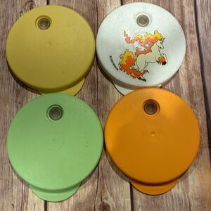 Tupperware lids 3 larger and 4 smaller size to go on tupperware brand cups